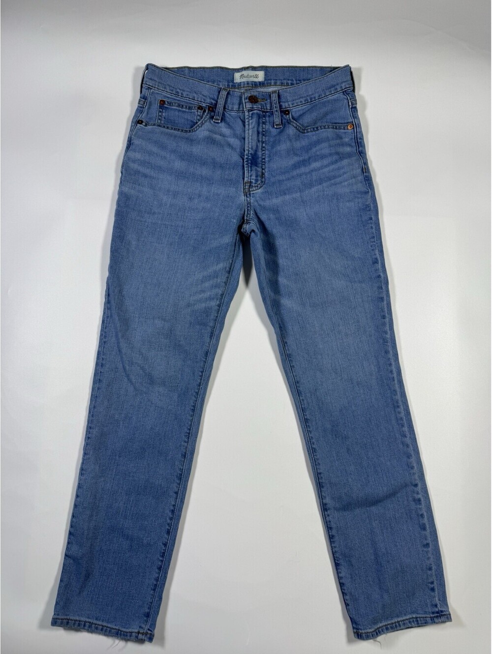 Madewell Mid-Rise Perfect Vintage Jeans 27 Distressed Medium Wash Straight Leg